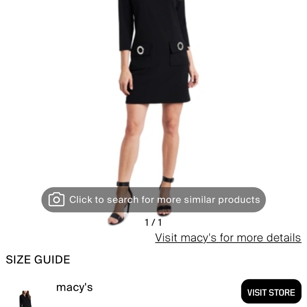 MSK Black Sheath Dress with Long Sleeves and Crew Neck